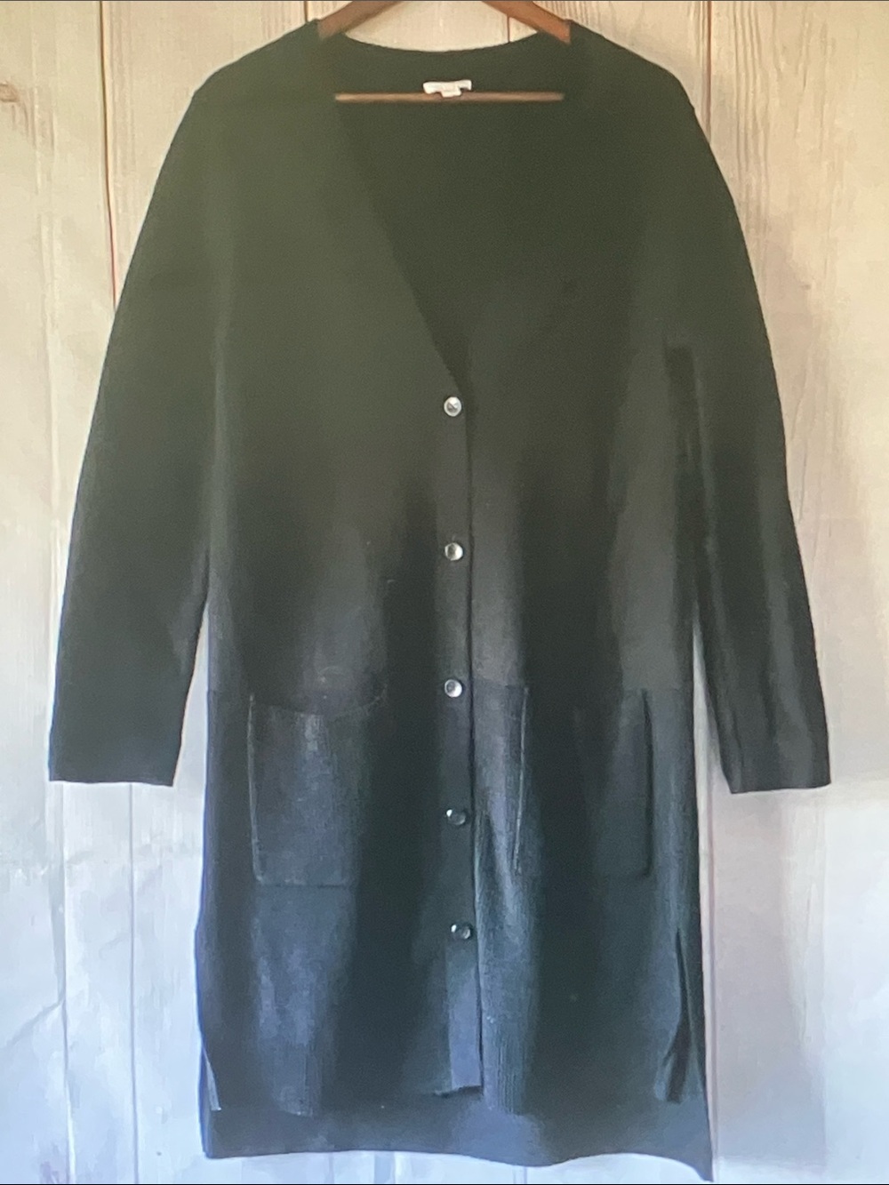 J. Jill Long Black Button-Up Cardigan